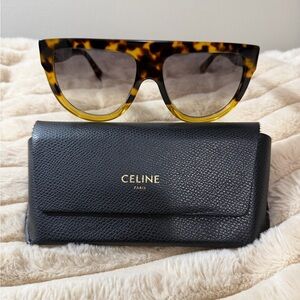 Celine Tortoise and Yellow Sunglasses with Black Case
